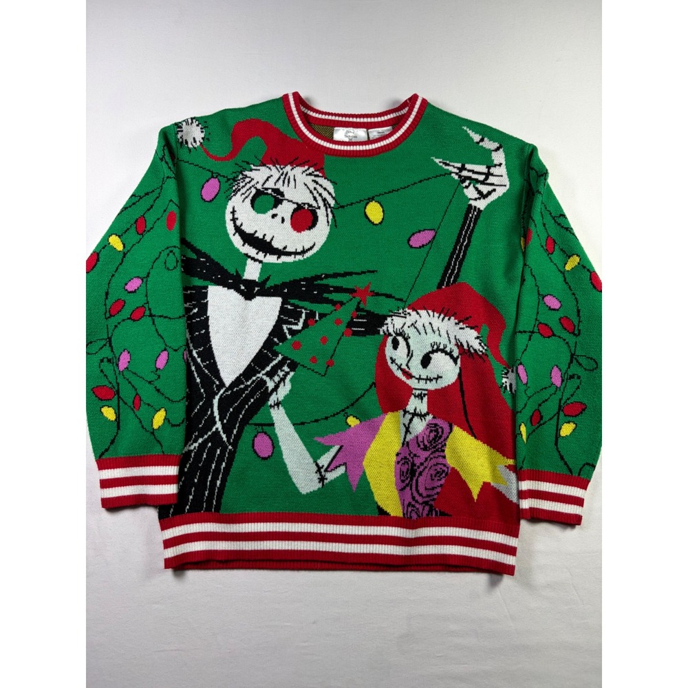 Disney Nightmare Before Christmas Jack Sally Holiday Festive Sweater Kids L